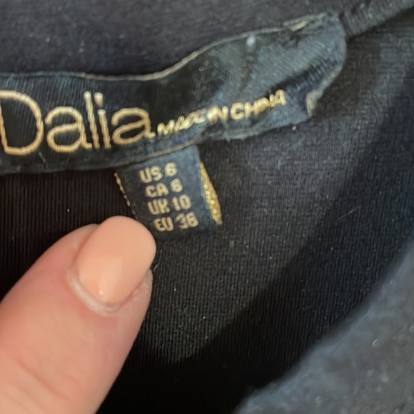 DALIA Little Black Dress With Lace Top & Sleeves Size 6 - Picture 6 of 7